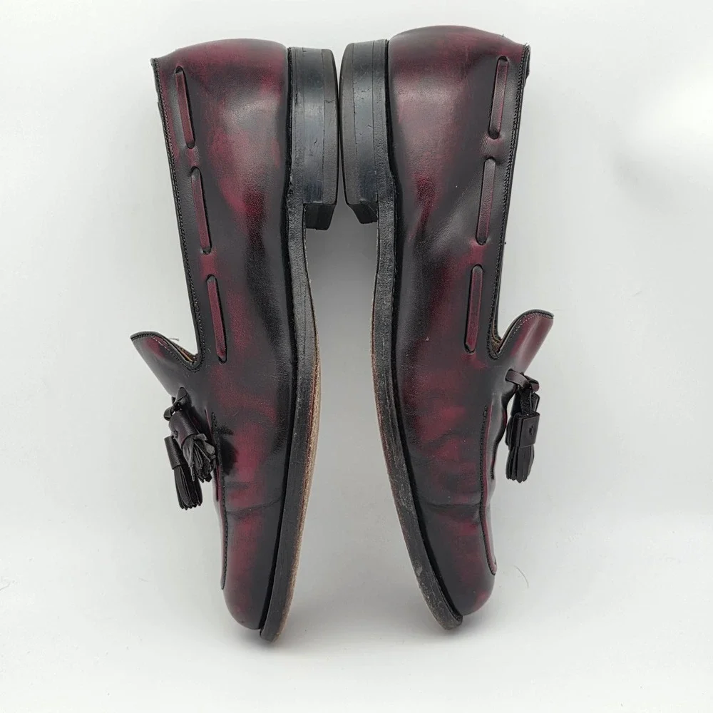 Johnston & Murphy Heritage Vintage Tassel Loafers Mens 9.5 C Oxblood Leather USA